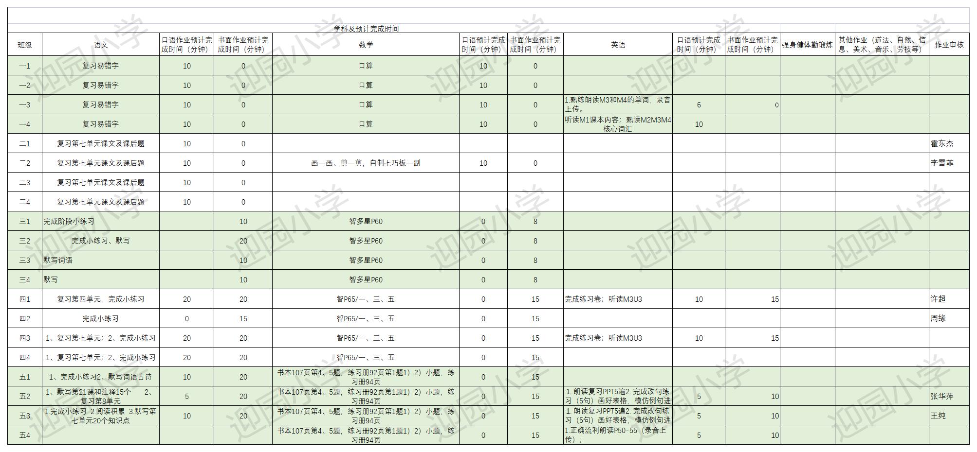 迎园小学 6.9作业公示（每天16：00前在线编辑）.jpg
